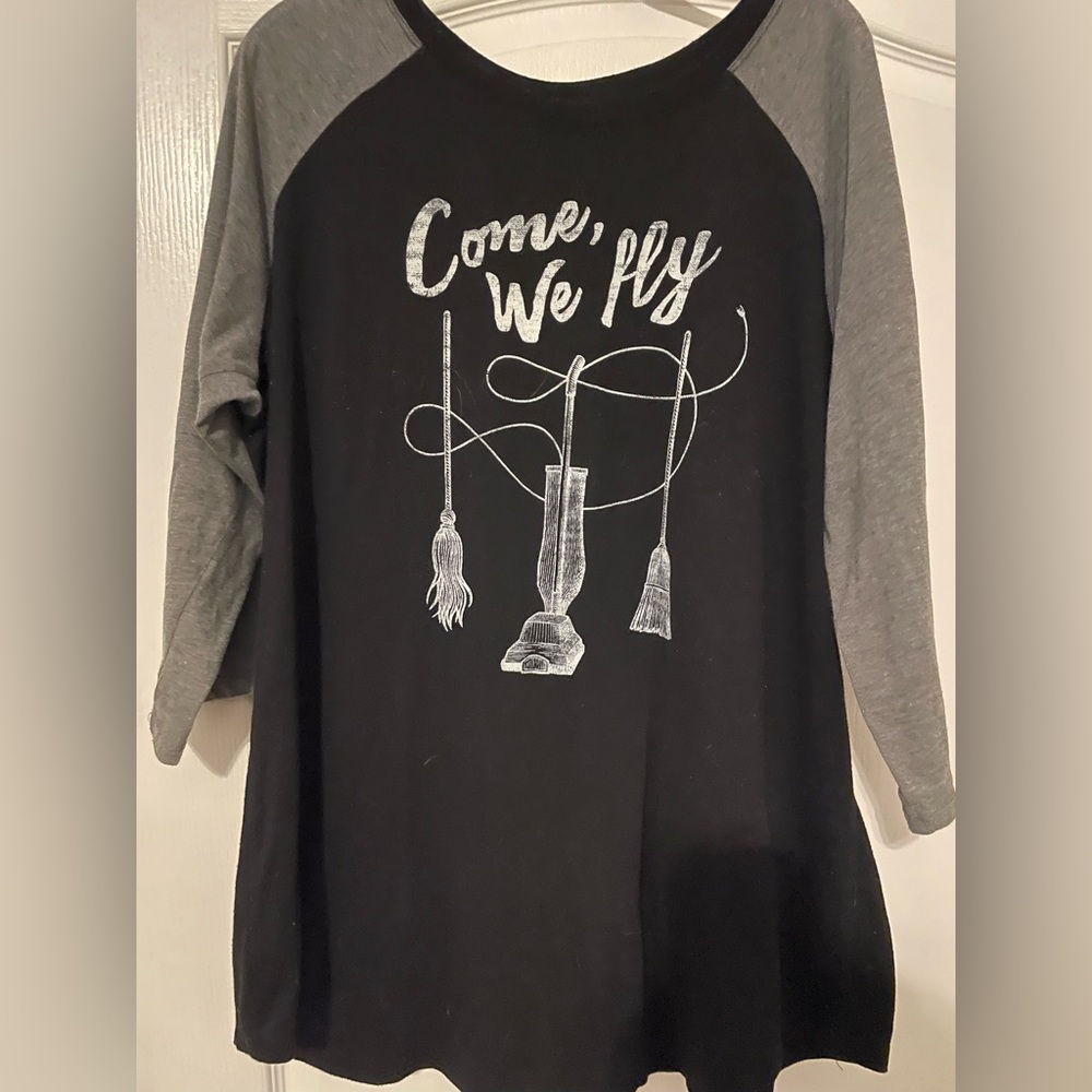 3X Disney Black and Gray Raglan Long Sleeve Tee